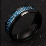 Dragon design - fekete-kék kelta mintás nemesacél gyűrű