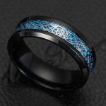 Dragon design - fekete-kék kelta mintás nemesacél gyűrű