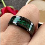 Dragon design - fekete-smaragdzöld kelta mintás nemesacél gyűrű