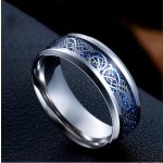 Dragon design - ezüst - égszínkék kelta mintás nemesacél gyűrű