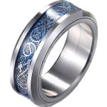 Dragon design - ezüst - égszínkék kelta mintás nemesacél gyűrű