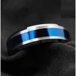Fényes Kék Betétes Férfi Nemesacél Gyűrű