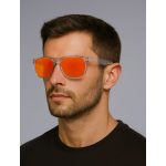 Polarizált, sportos férfi napszemüveg UV-védelemmel - átlátszó keret, narancs lencse