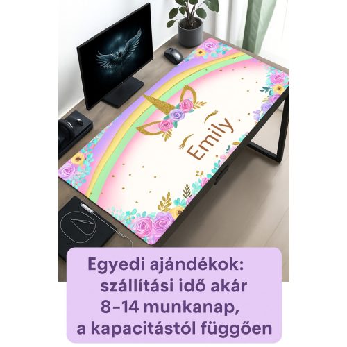 Egyedi egyszarvús asztali egérpad – névre szóló