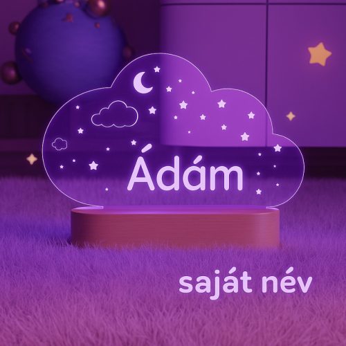 Felhő alakú éjjeli lámpa – egyedi névvel gravírozva