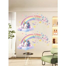   Álmodó unikornis falmatrica 2 db-os szett – szivárvánnyal és motiváló idézettel (50 x 85 cm)