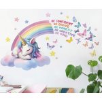 Álmodó unikornis falmatrica 2 db-os szett – szivárvánnyal és motiváló idézettel (50 x 85 cm)