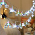 Unikornisos szivárvány fényfüzér – 3 méteres LED dekoráció gyerekszobába