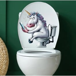   Vicces telefonáló unikornis WC-ülőke matrica (29.5 x 29.5 cm)