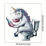 Vicces telefonáló unikornis WC-ülőke matrica (29.5 x 29.5 cm)